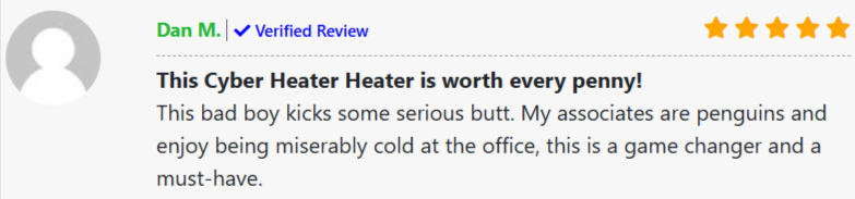 Cyber Heater Customer Review