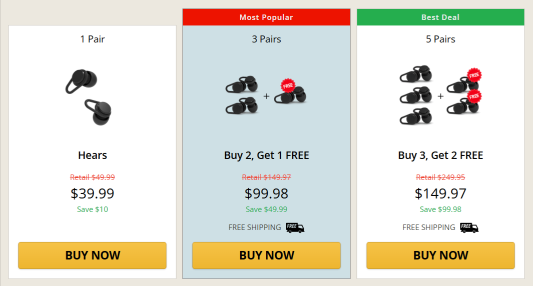 Hears Earplugs price details