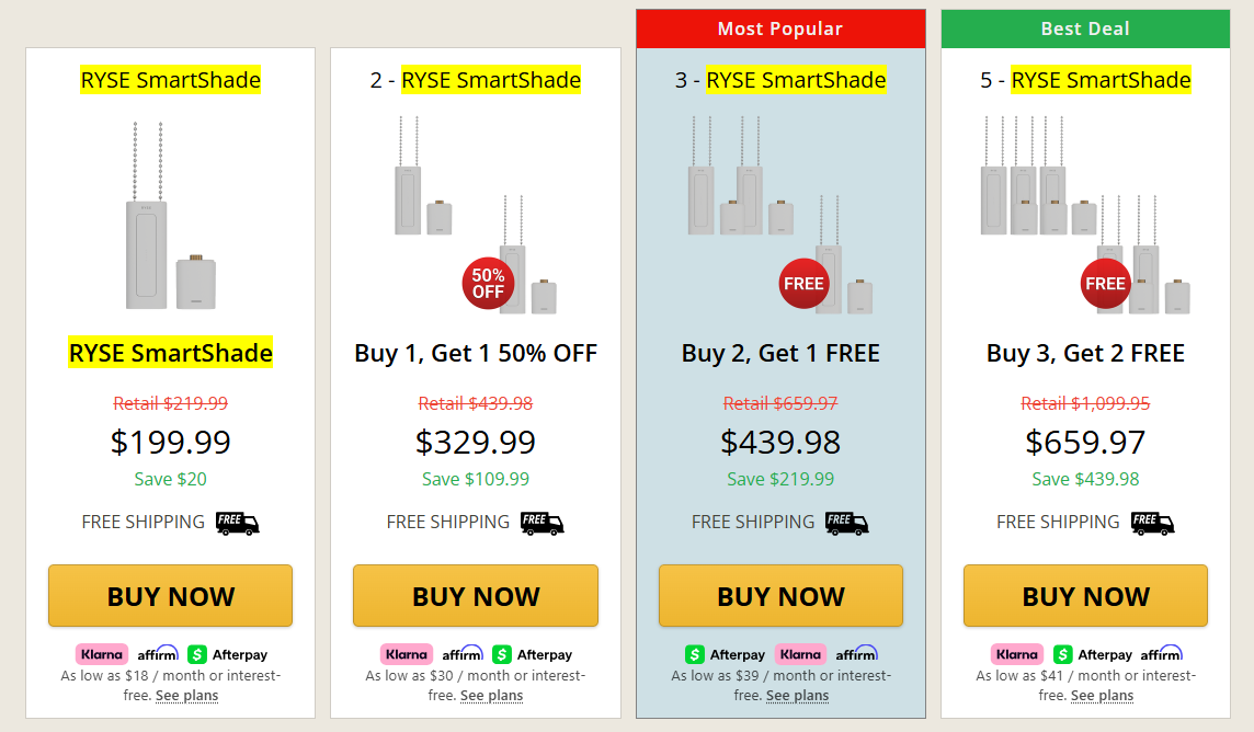 RYSE SmartShade price Details