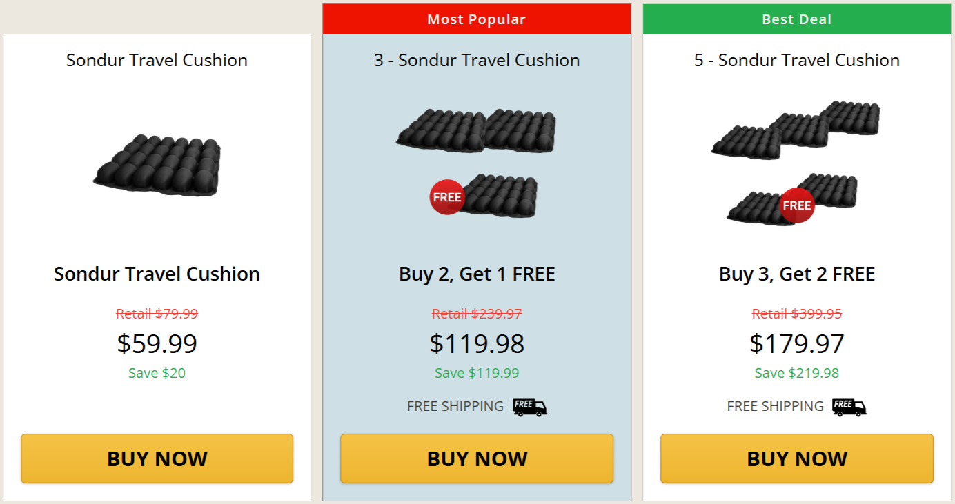 Sondur Travel Cushion Pricing